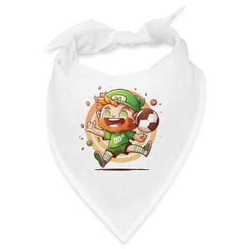 Cartoon Leprechaun mit Fußball - Bandana - Weiß - Vorne