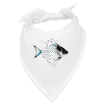 Geometrischer Fisch mit Blaustich - Bandana - Weiß - Vorne