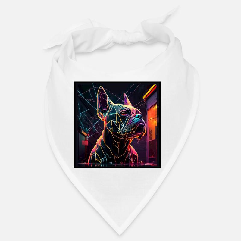 Conception de polygone néon bouledogue français Bandana