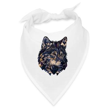 Stilisierter, geometrischer Wolf - Bandana - Weiß - Vorne