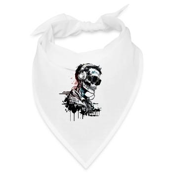 Cooles Skelett Portrait mit Sonnenbrille - Bandana - Weiß - Vorne