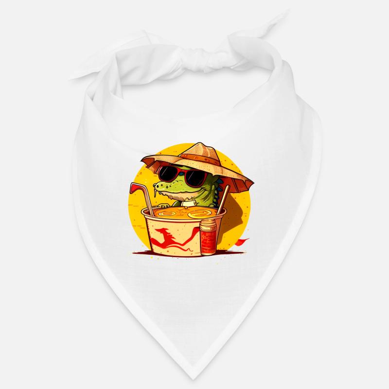 Cool crocodile sits in ramen noodle soup Bandana
