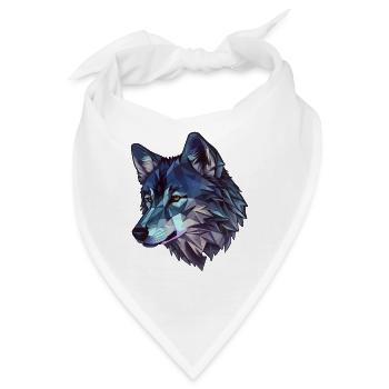Stilisierter, geometrischer Wolf - Bandana - Weiß - Vorne