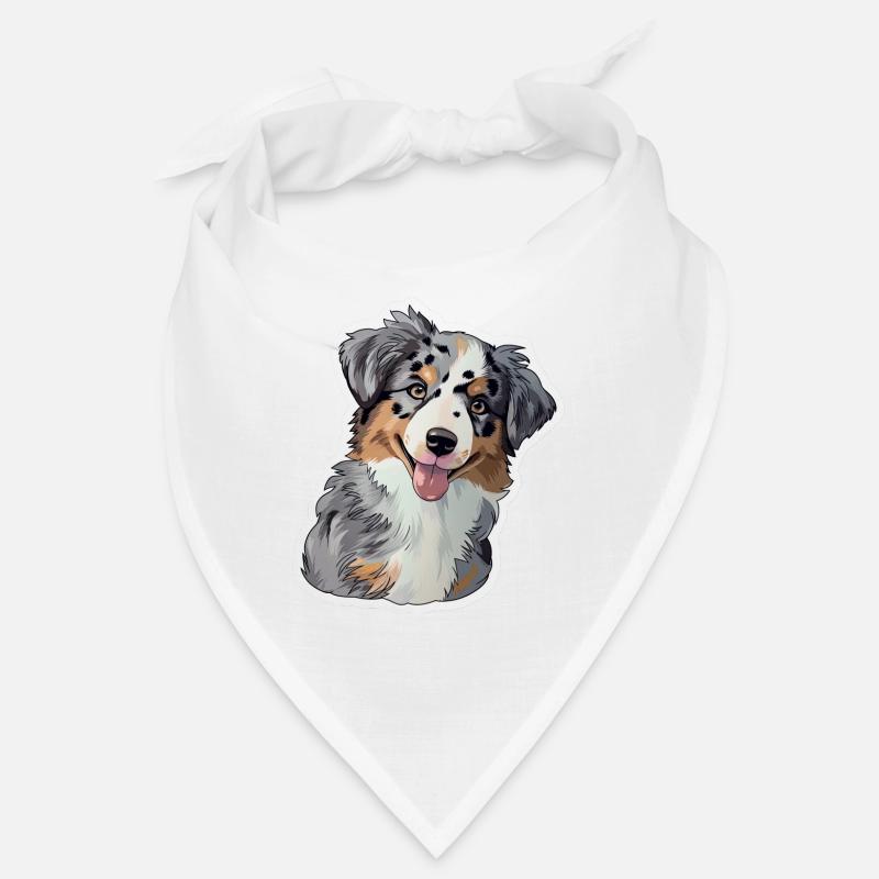 Mignon chiot berger australien - Bandana - blanc