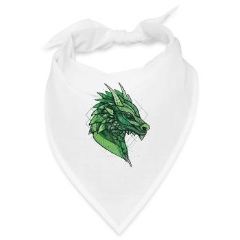 Stilisierter, geometrischer Drache - Bandana - Weiß - Vorne