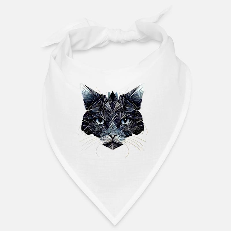 Visage de chat noir avec motifs géométriques Bandana