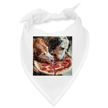 zwei Hunde essen Salami Pizza - Bandana - Weiß - Vorne