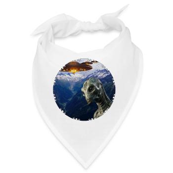 Fliegende Untertassen und Alien in Kamerafalle - Bandana - Weiß - Vorne