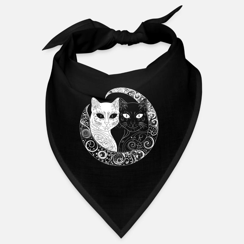 Yin and Yang cats, white and black with patterns Bandana