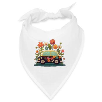 Süßes Blumen Auto 3 - Bandana - Weiß - Vorne