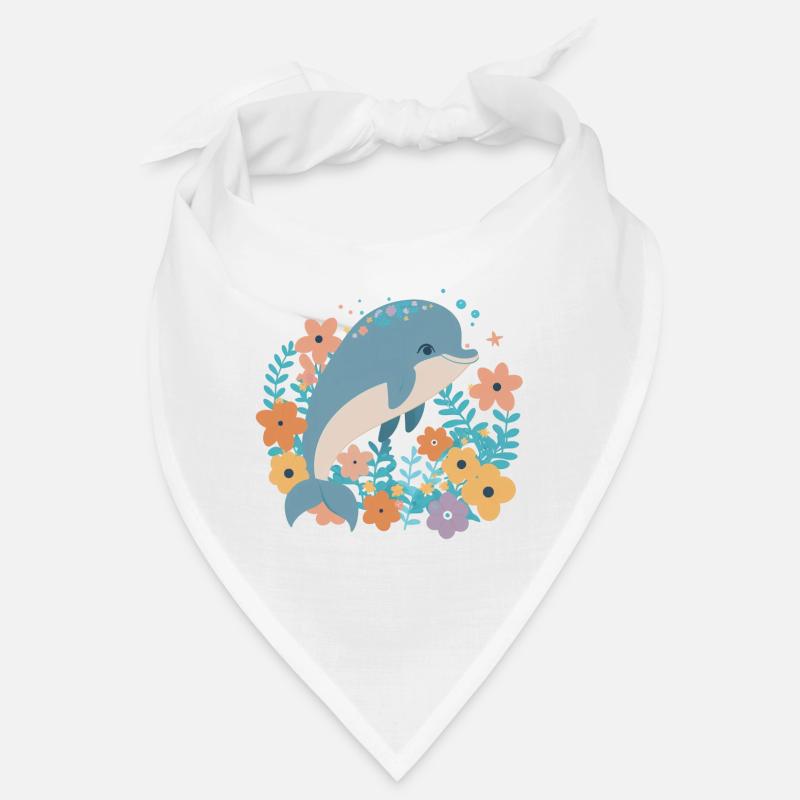 Charmant dauphin dans la mer de fleurs 2 Bandana