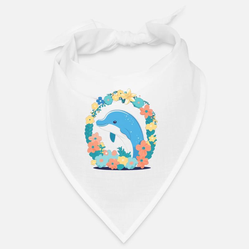 Charmant dauphin dans la mer de fleurs 1 Bandana