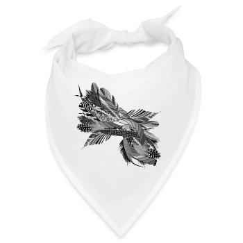 kunstvolles filigranes Motiv aus Bänder und Federn - Bandana - Weiß - Vorne