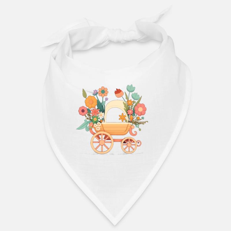 Poussette fleurie 4 - Bandana - blanc
