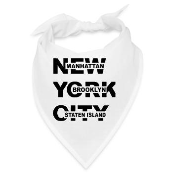 New York City NYC Manhattan Brooklyn Shirt - Bandana - Weiß - Vorne
