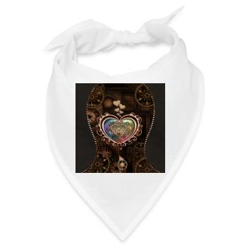 Romantisches Steampunk-Herz - Bandana - Weiß - Vorne