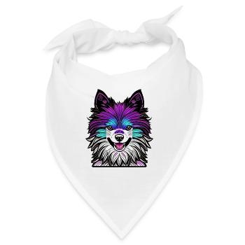 Glücklicher Hund. Glückliche Hunde. Pommern! - Bandana - Weiß - Vorne