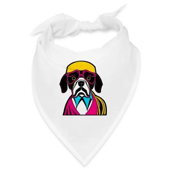 Glücklicher Hund. Glückliche Hunde. Boxer - Bandana - Weiß - Vorne