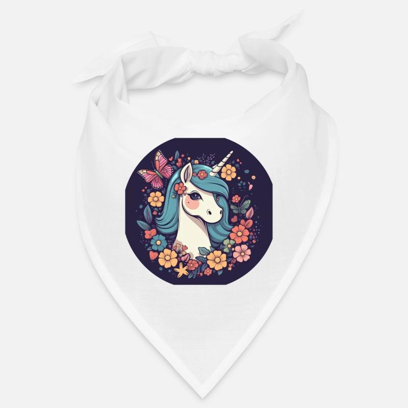 Licorne élégante avec fleurs de papillon Bandana