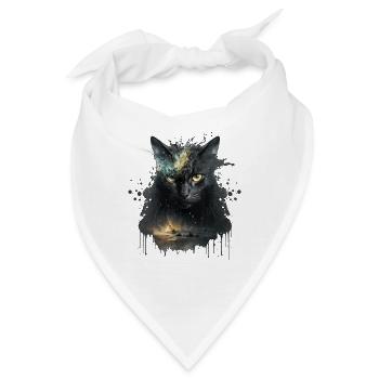 Schwarze Katze im Weltraum Design - Bandana - Weiß - Vorne