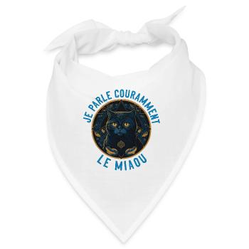Art-Deco Katzenportrait - Ich spreche das Miauen - Bandana - Weiß - Vorne