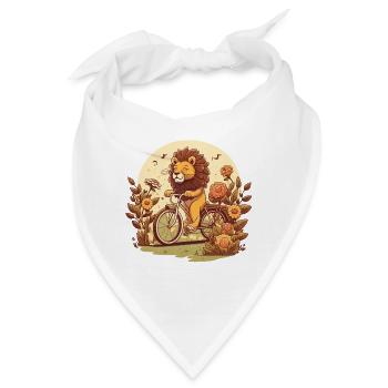 Löwe auf dem Fahrrad - Bandana - Weiß - Vorne