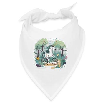 Einhorn auf dem Fahrrad - Bandana - Weiß - Vorne