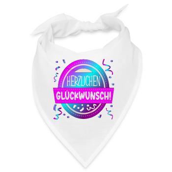 HERZLICHEN GLÜCKWUNSCH SPRÜCHE ANLASS GRATULATION - Bandana - Weiß - Vorne