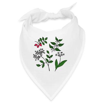 Waldgrün Wildkräuter Waldpflanzen Wildpflanzen - Bandana - Weiß - Vorne