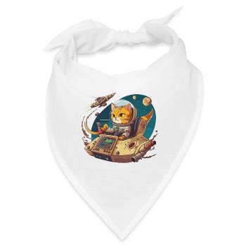 Weltraum-Katzen-Kapitän - Bandana - Weiß - Vorne