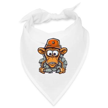 Entzückender Affe mit Bauhelm - Bandana - Weiß - Vorne