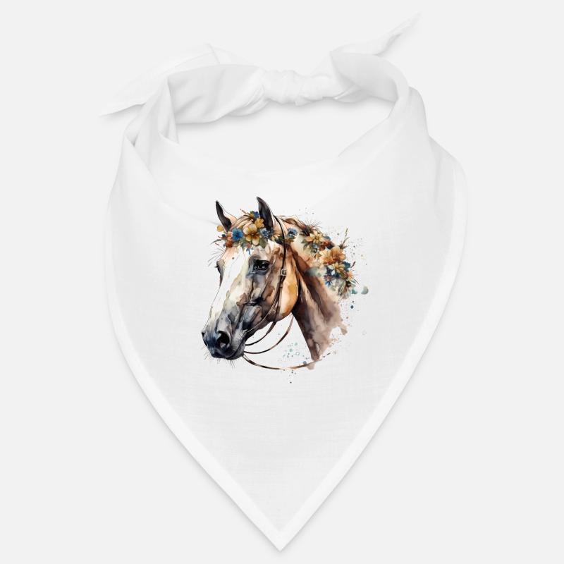 Cheval blanc aux fleurs délicates - look bohème Bandana