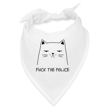 Fuck the Police lustige Katze gegen das System - Bandana - Weiß - Vorne