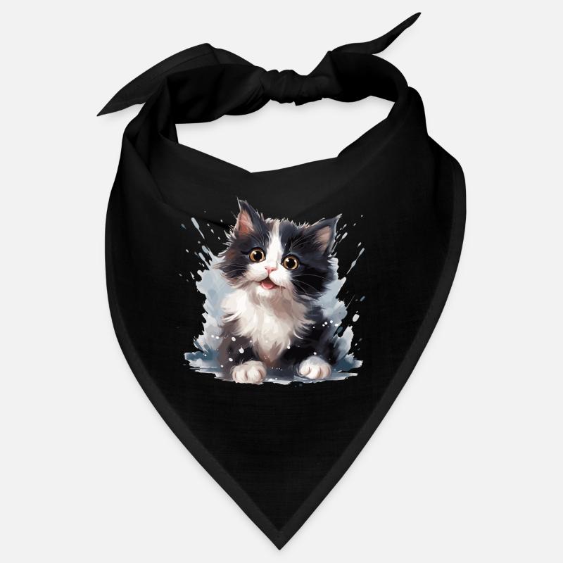 chaton noir et blanc Bandana
