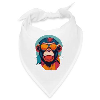 Verspielte Prahlerei: Retro Monkey T-Shirt - Bandana - Weiß - Vorne