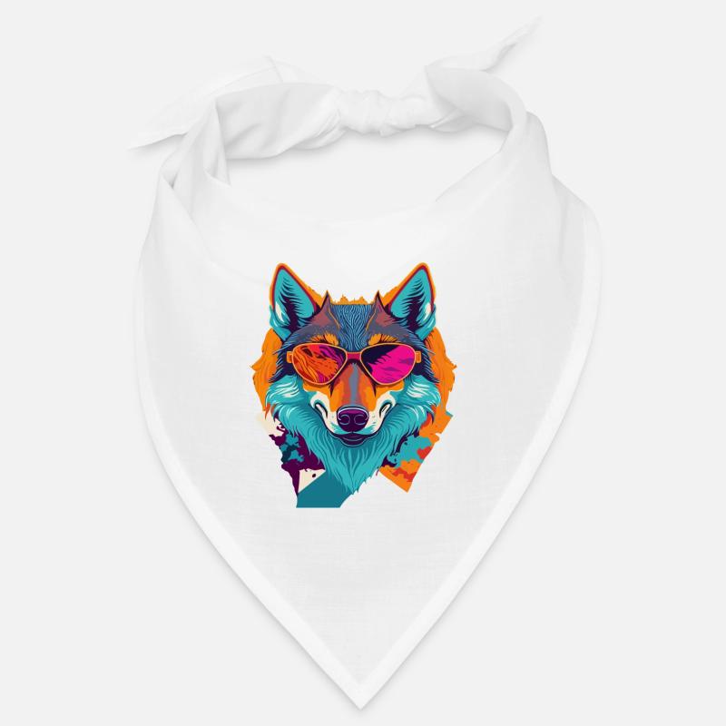 Retro-Wolfsaufstand - Bandana - Weiß