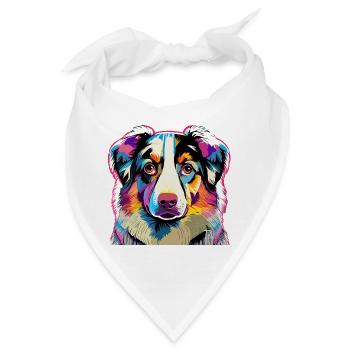 Bunter Australien Shepherd  - Bandana - Weiß - Vorne