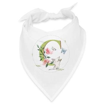 Anfangsbuchstabe C mit Katze - Bandana - Weiß - Vorne