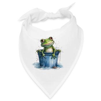 Frosch wäscht und kühlt sich im Wassereimer - Bandana - Weiß - Vorne