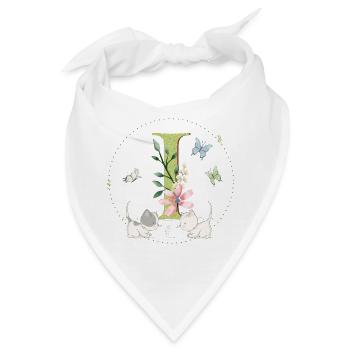 Anfangsbuchstabe I mit Katze - Bandana - Weiß - Vorne