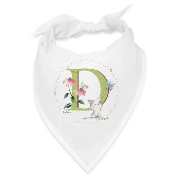 Anfangsbuchstabe D mit Katze - Bandana - Weiß - Vorne