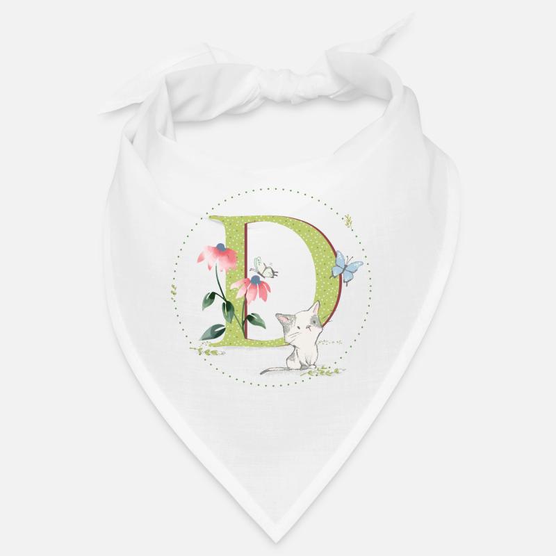 Anfangsbuchstabe D mit Katze Bandana
