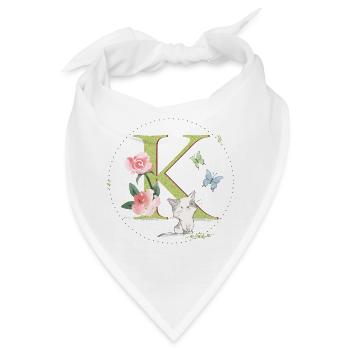 Anfangsbuchstabe K mit Katze - Bandana - Weiß - Vorne