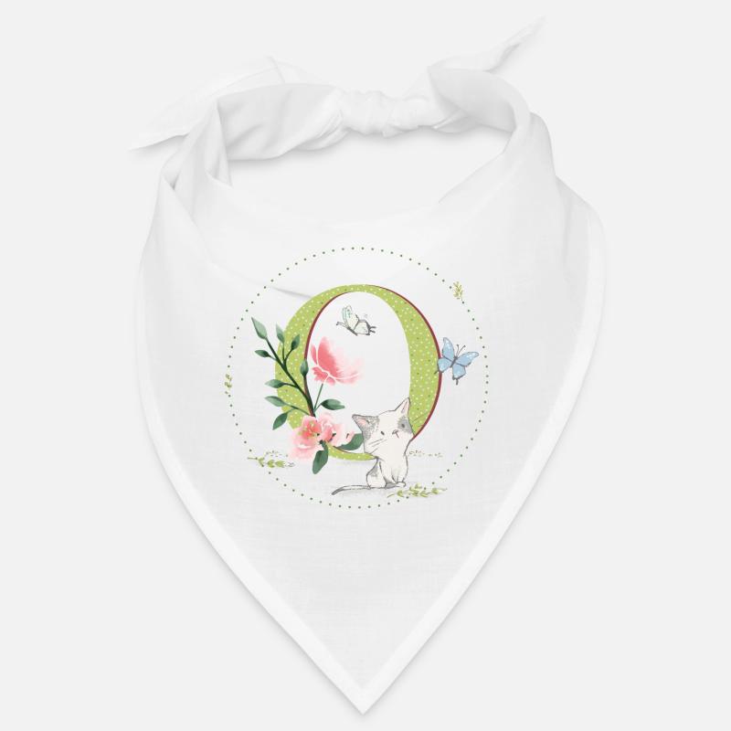 Anfangsbuchstabe O mit Katze - Bandana - Weiß