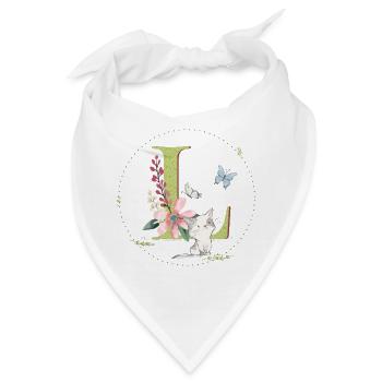 Anfangsbuchstabe L mit Katze - Bandana - Weiß - Vorne