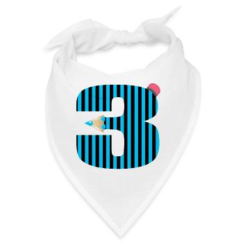 BLAUER STIFT DREI ZAHL 3 DRITTKLÄSSLER - Bandana - Weiß - Vorne