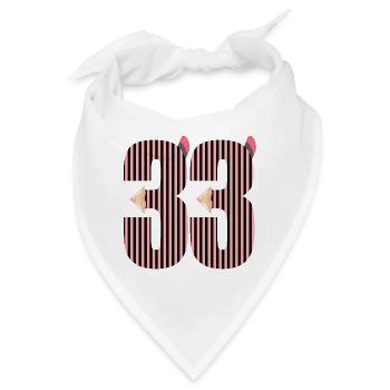 ZAHL 33 - DREIUNDDREIßIG - 33. Geburtstag - Bandana - Weiß - Vorne
