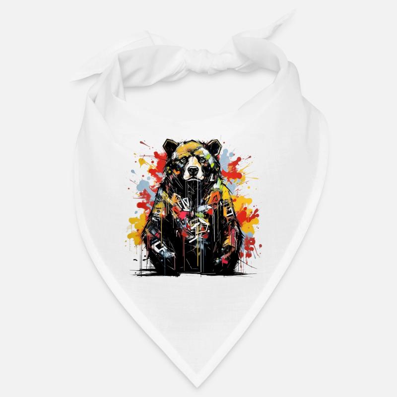 Brüllender Bär. Stärke im Graffiti-Stil. - Bandana - Weiß