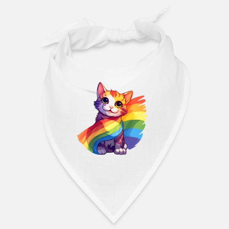 Pride Cat - Chat arc-en-ciel coloré avec drapeau Bandana