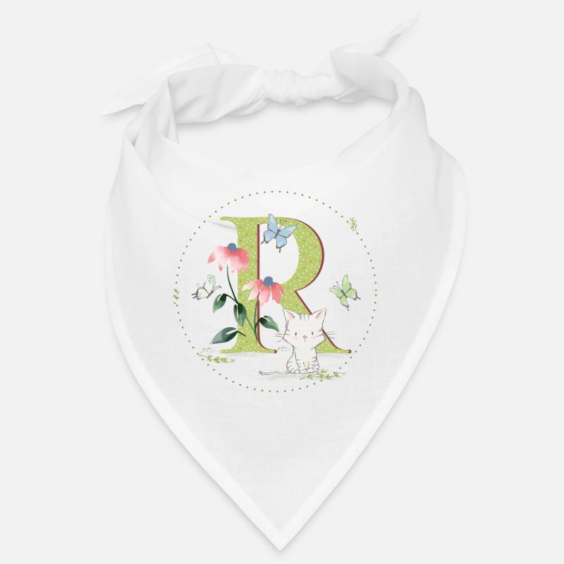 Initial letter R with cat Bandana
